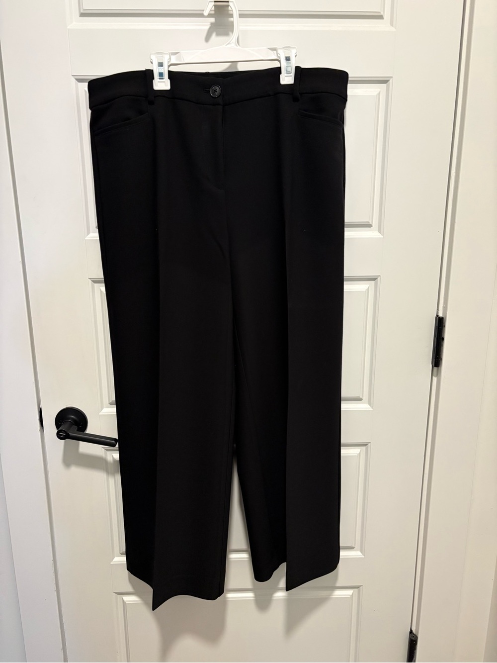 LOFT Black Wide-Leg Ponte Trousers